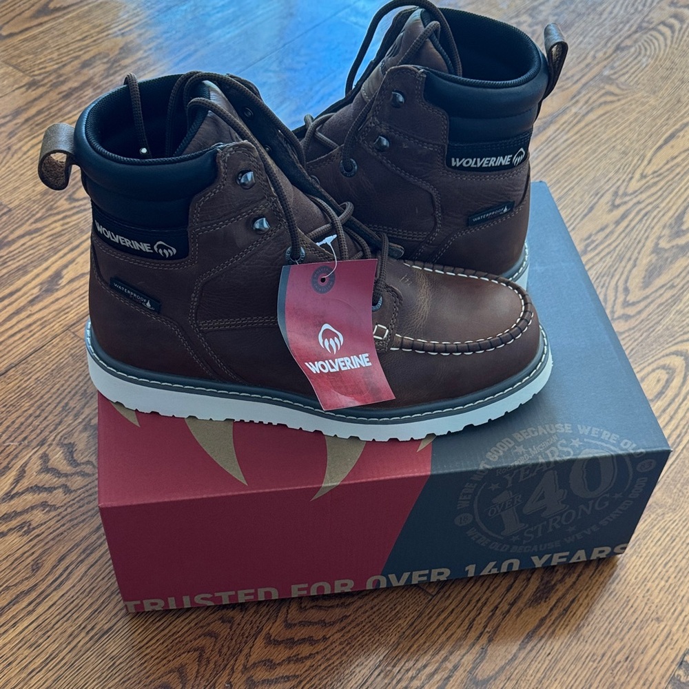 NEW! Wolverine Brown Leather Moc Toe Work Boots